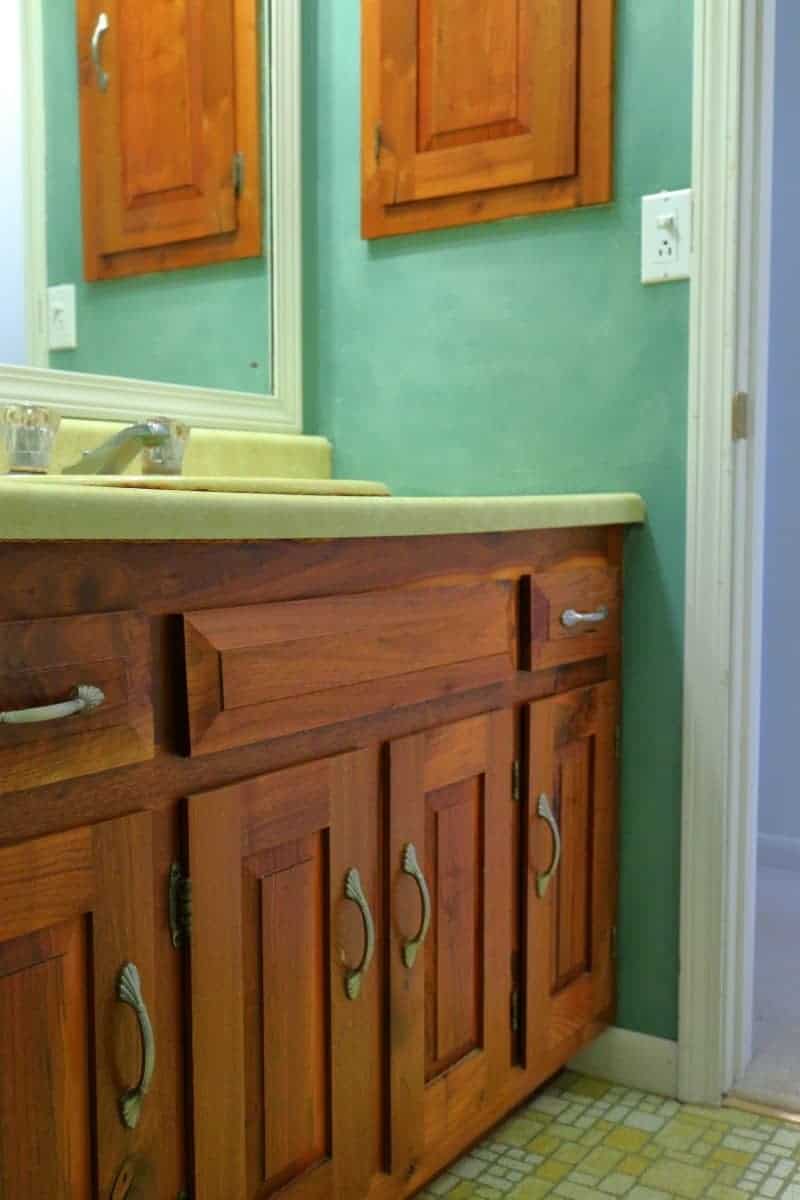 Bathroom remodel before picture - hickory vanity