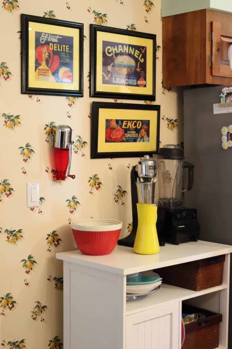 Kitchen remodel with vintage advertising and accessories