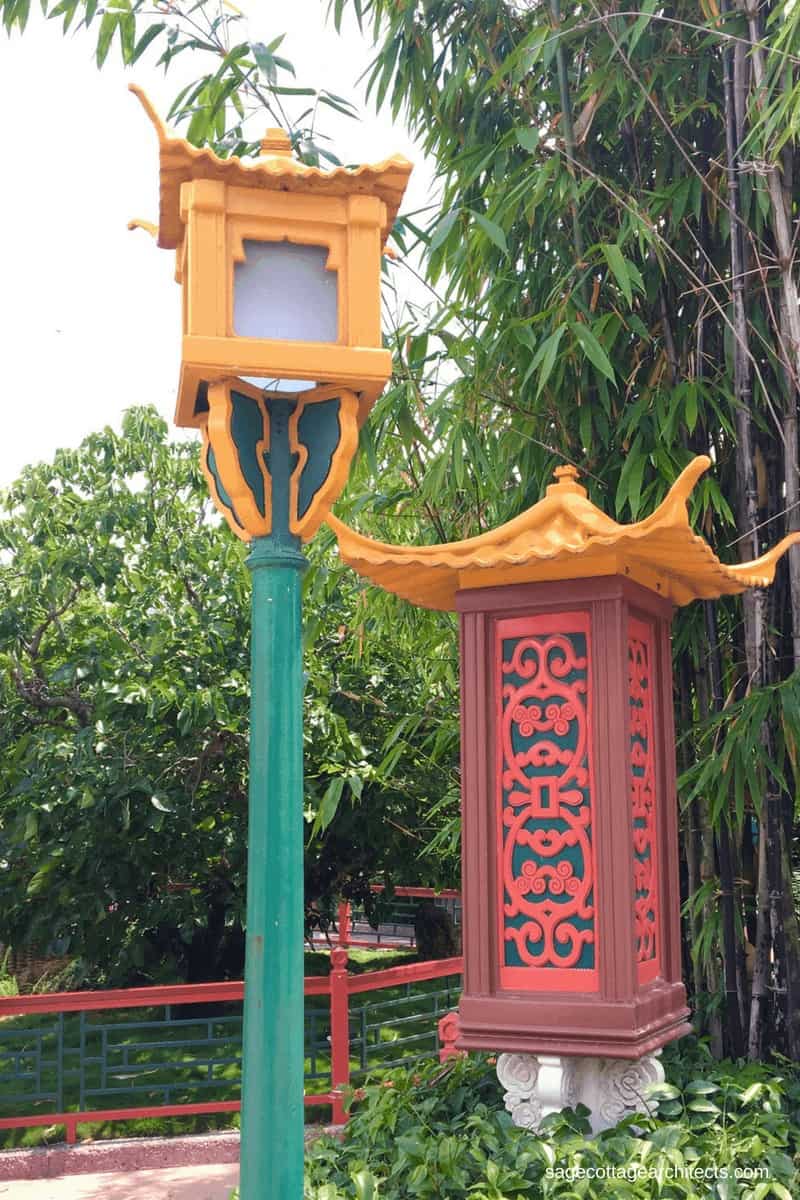 Two Chinese pagoda style lanterns in Walt Disney World Epcot