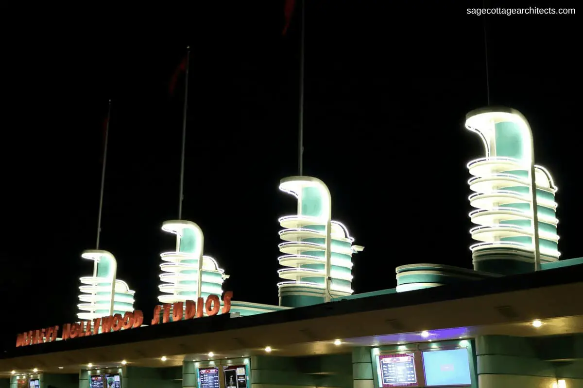 Neon entrance to Walt Disney World Hollywood Studios