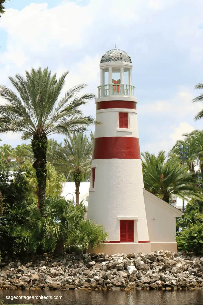 White and red striped lighthouse - Disney Old Key West Resort.