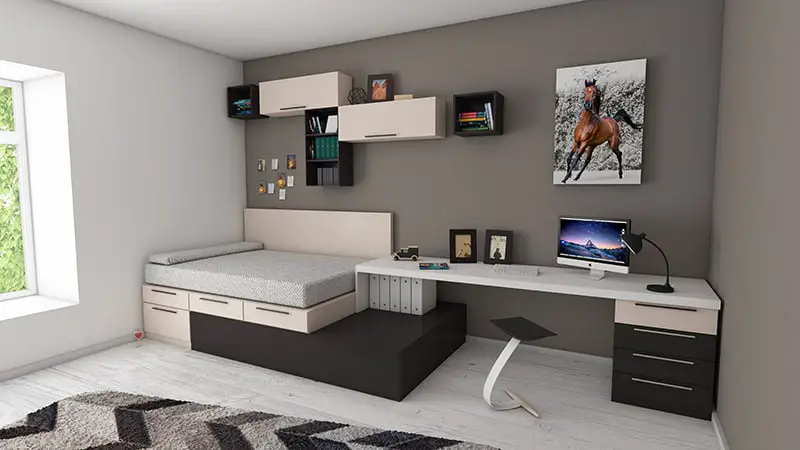 modern dorm room