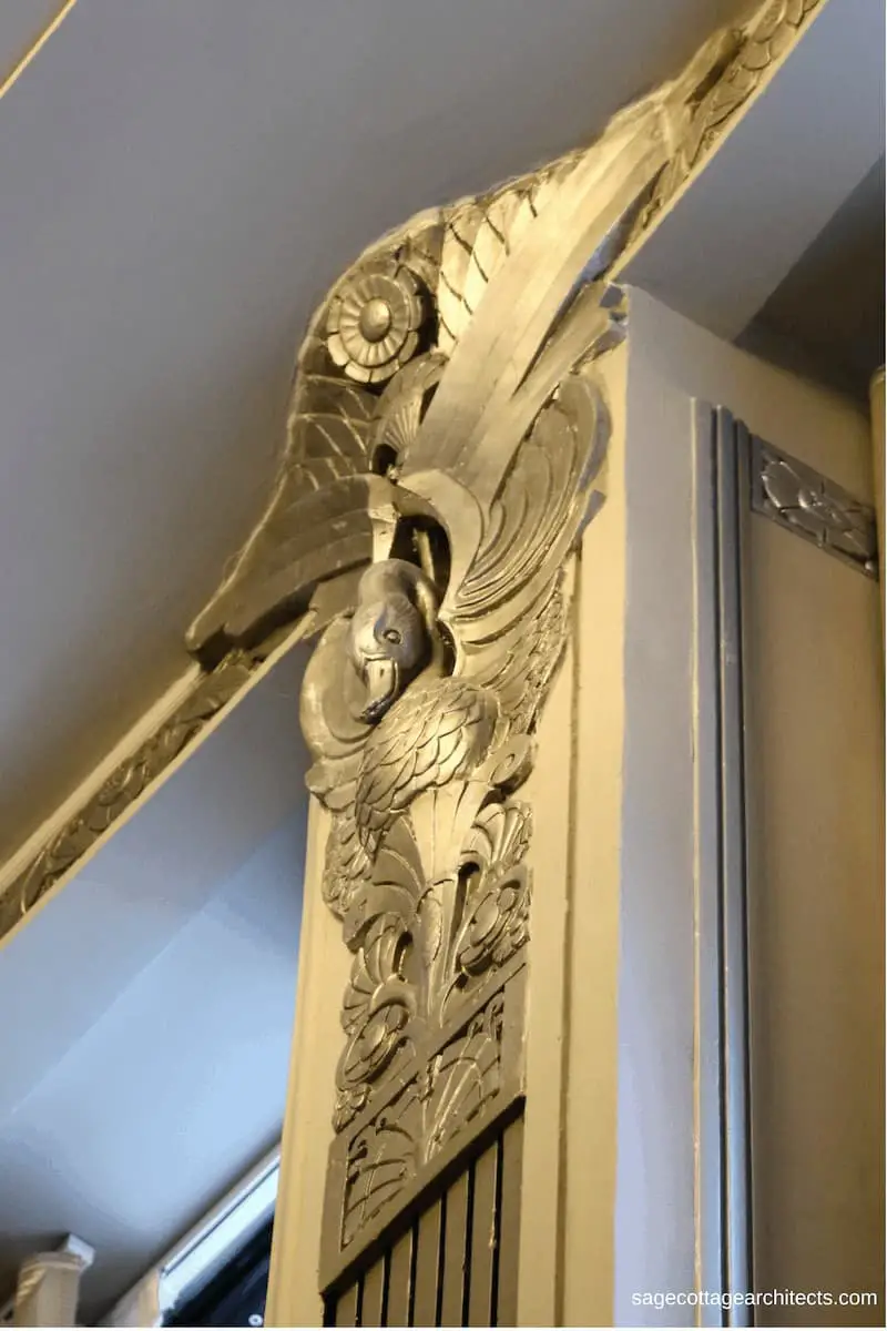 Silver Art Deco duck and flower wall decoration