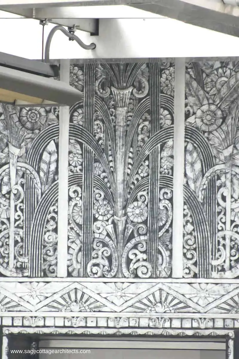 Art Deco Architecture - decorative nickel panel in a fountain design