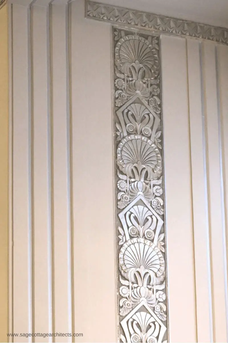 Art Deco Architecture - interior nickel carved relief panel