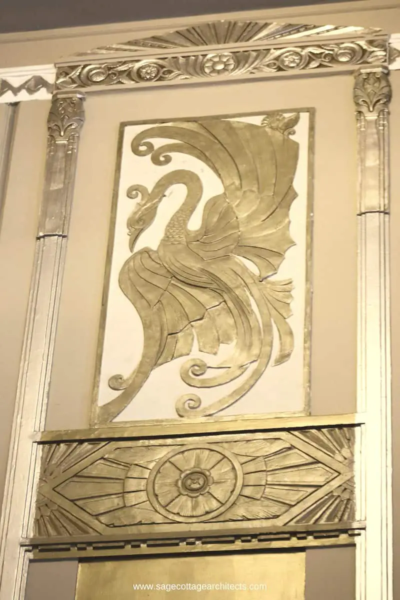 Art Deco nickel relief panel of a bird