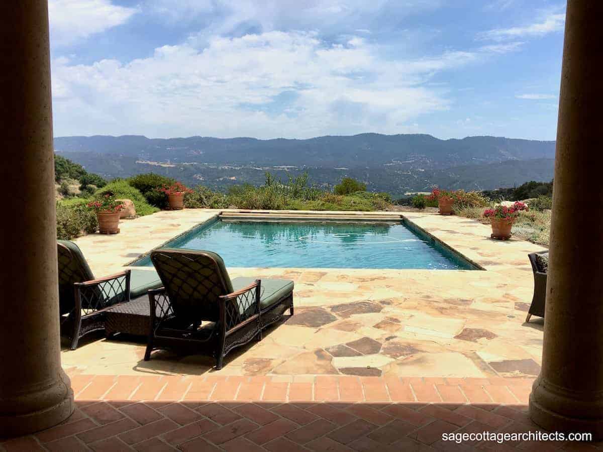 Photo of a beautiful pool and patio perfect for family vacation ideas.