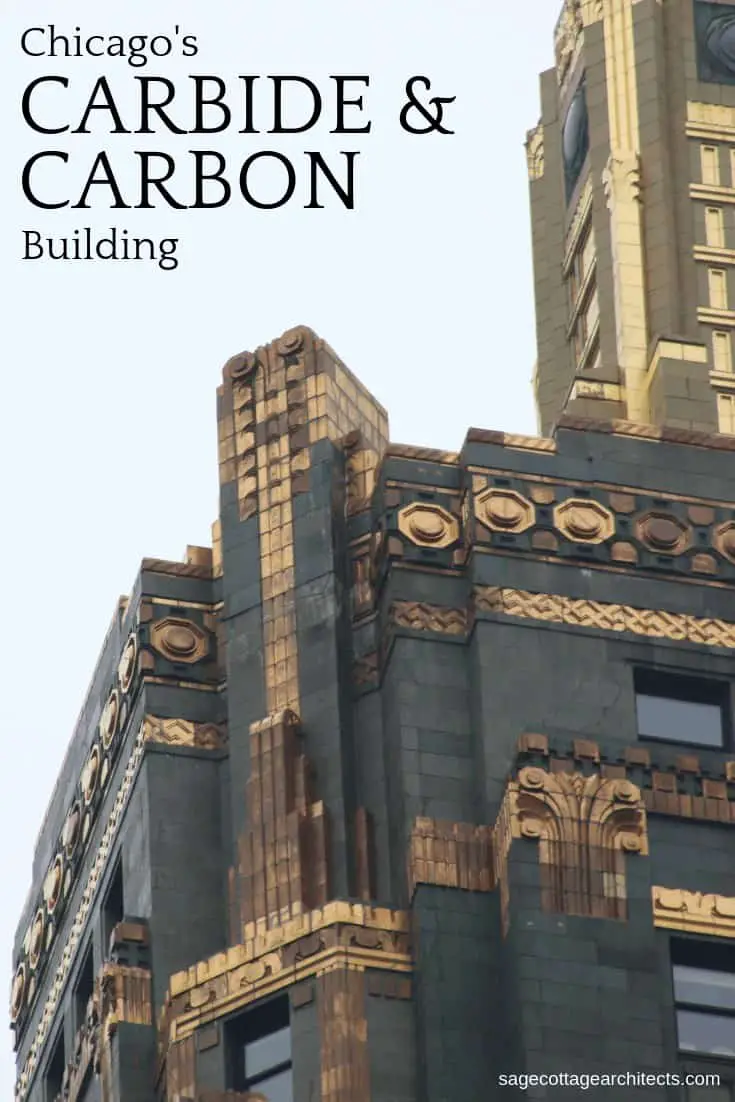 Collage of the top of Carbide and Carbon Building.