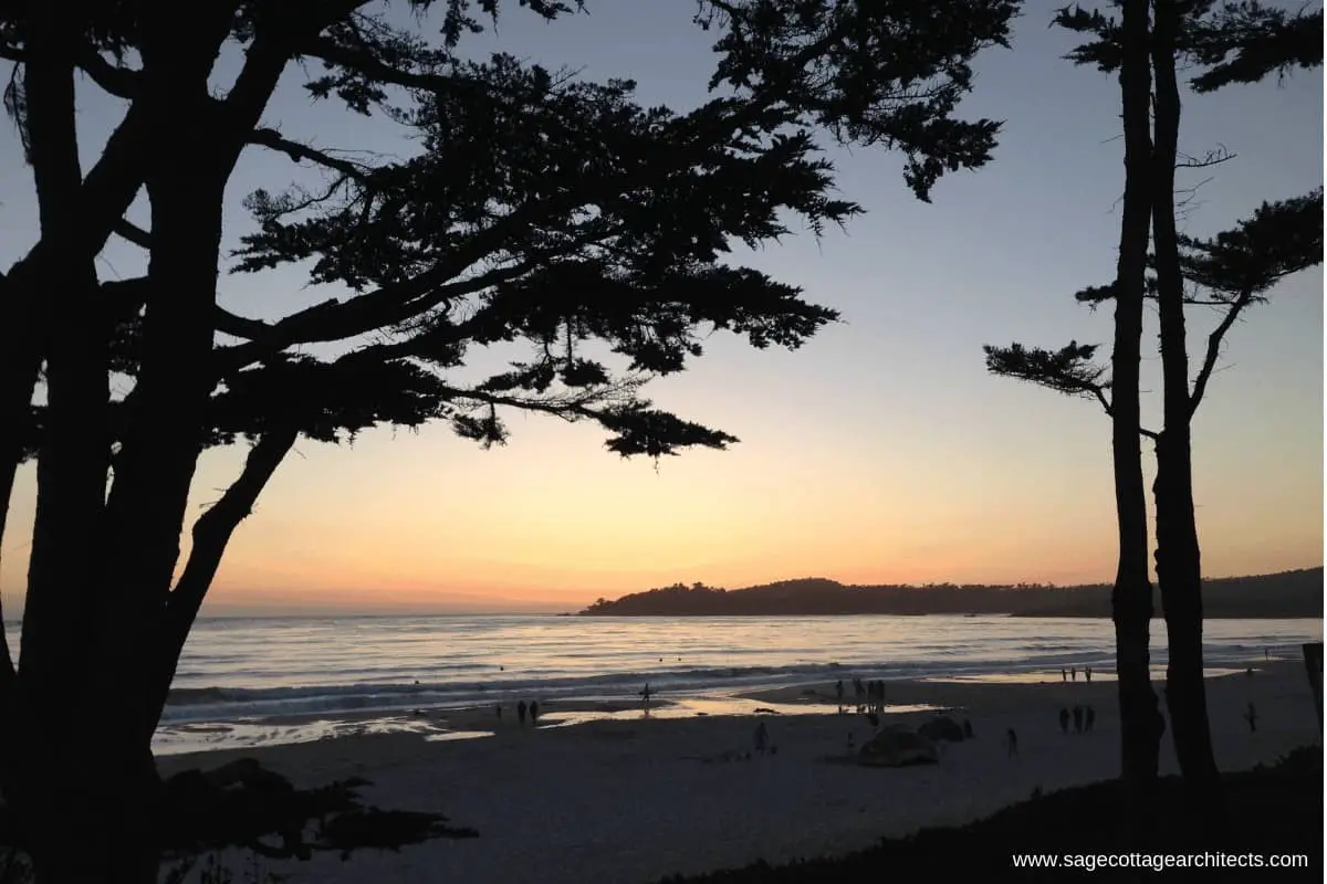Photo of California coastline at sunset.