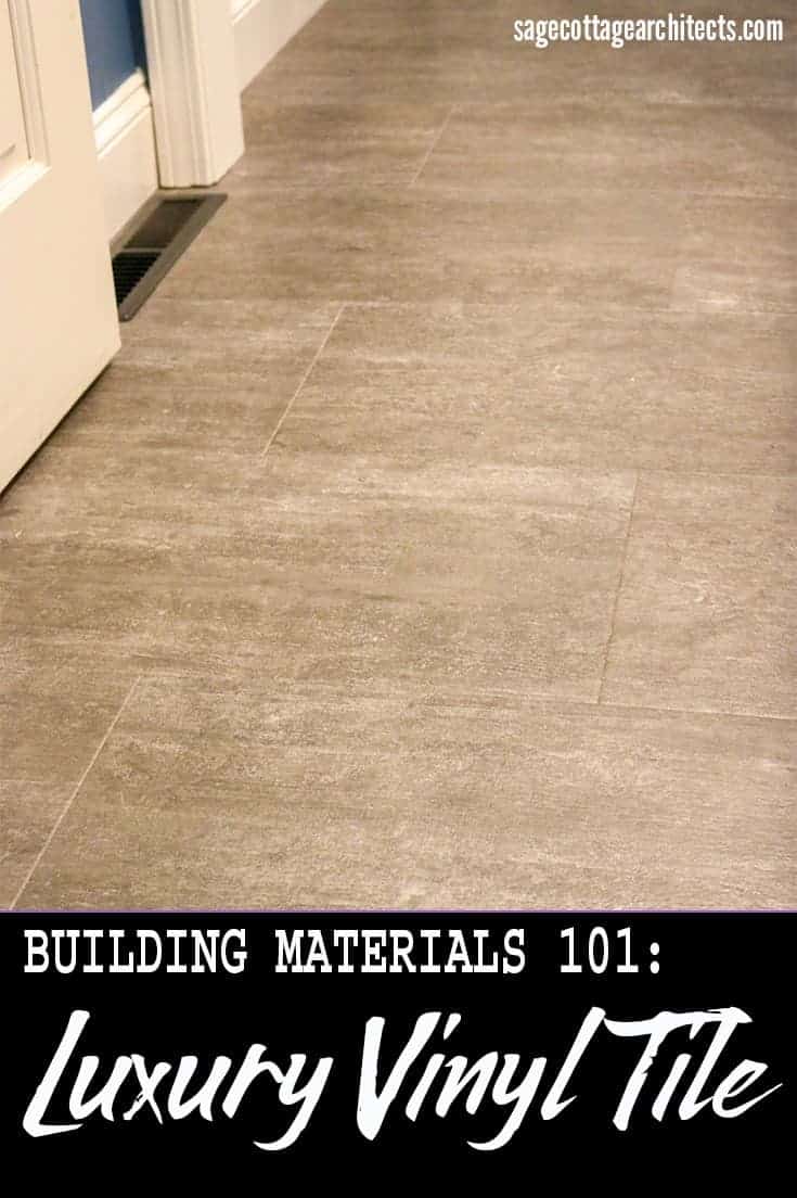 Photo collage of dark grey luxury vinyl tile floor.