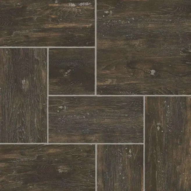 Photo of dark brown luxury vinyl tile floor sample