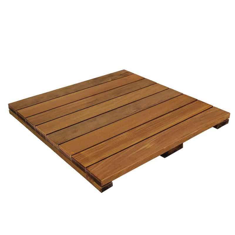 Photo of solid wood deck tile that can be used for balcony flooring.