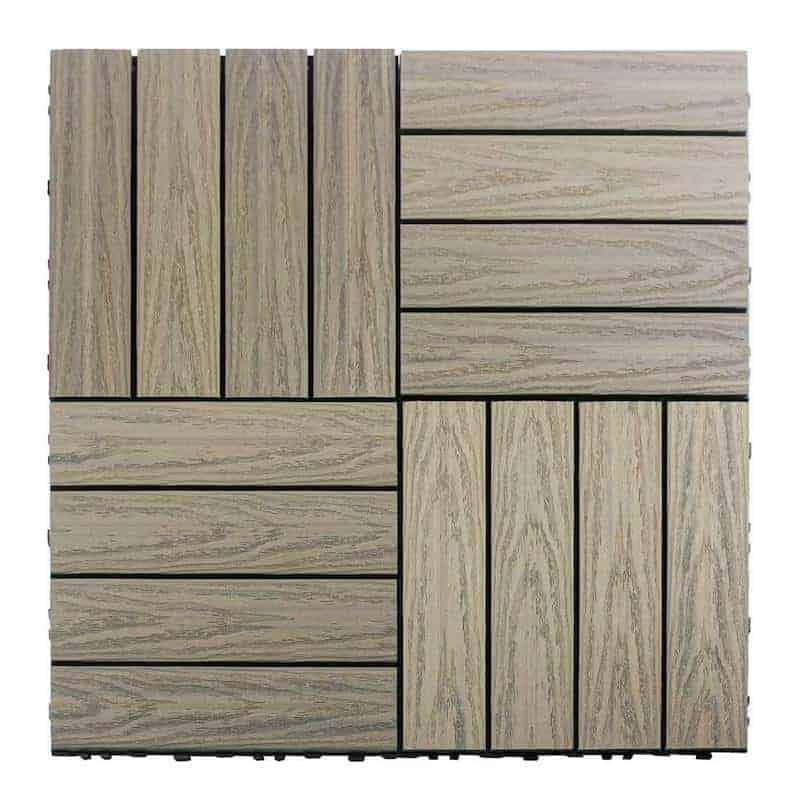 Photo of wood colored deck tile used in balcony flooring projects.