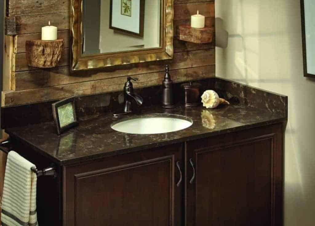Photo of dark bathroom vanity