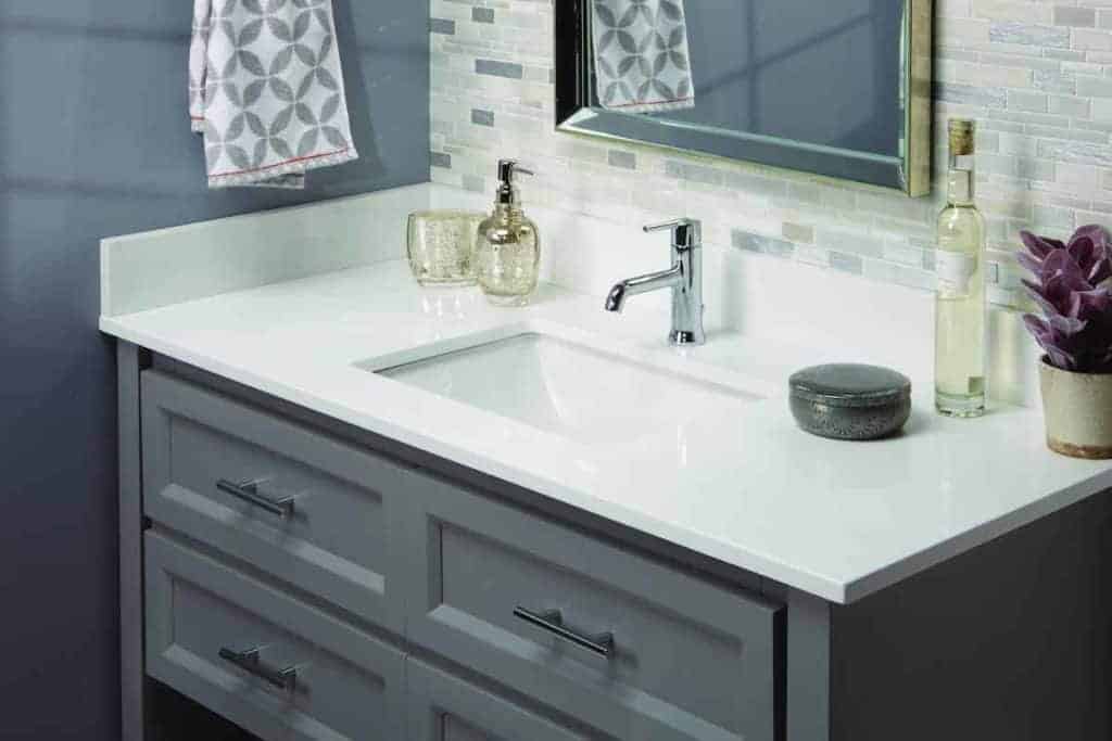Photo of white bathroom vanity