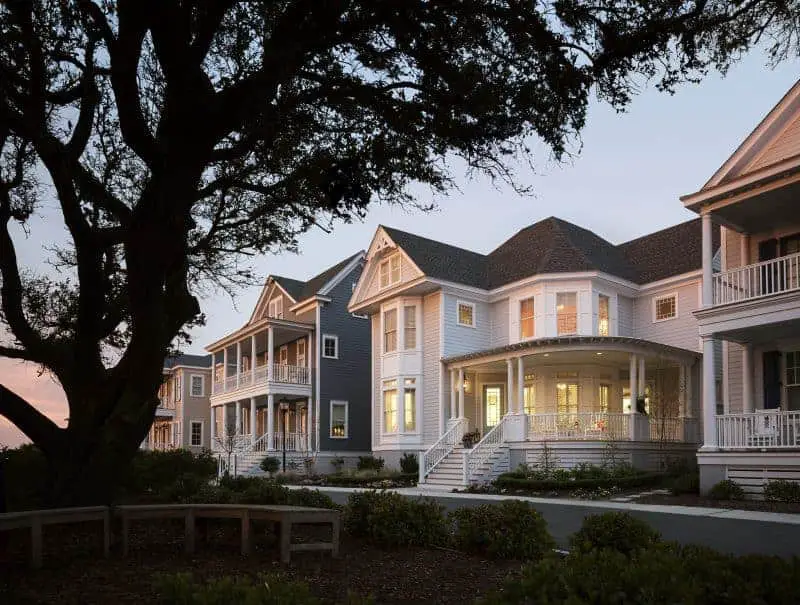 Photo of traditional homes with front porches that add curb appeal. 