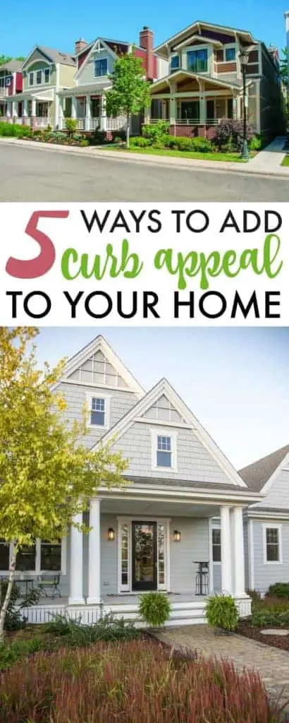 5 Ways to Add Curb Appeal to Your Home 10 Photo collage of a white traditional style home with curb appeal.
