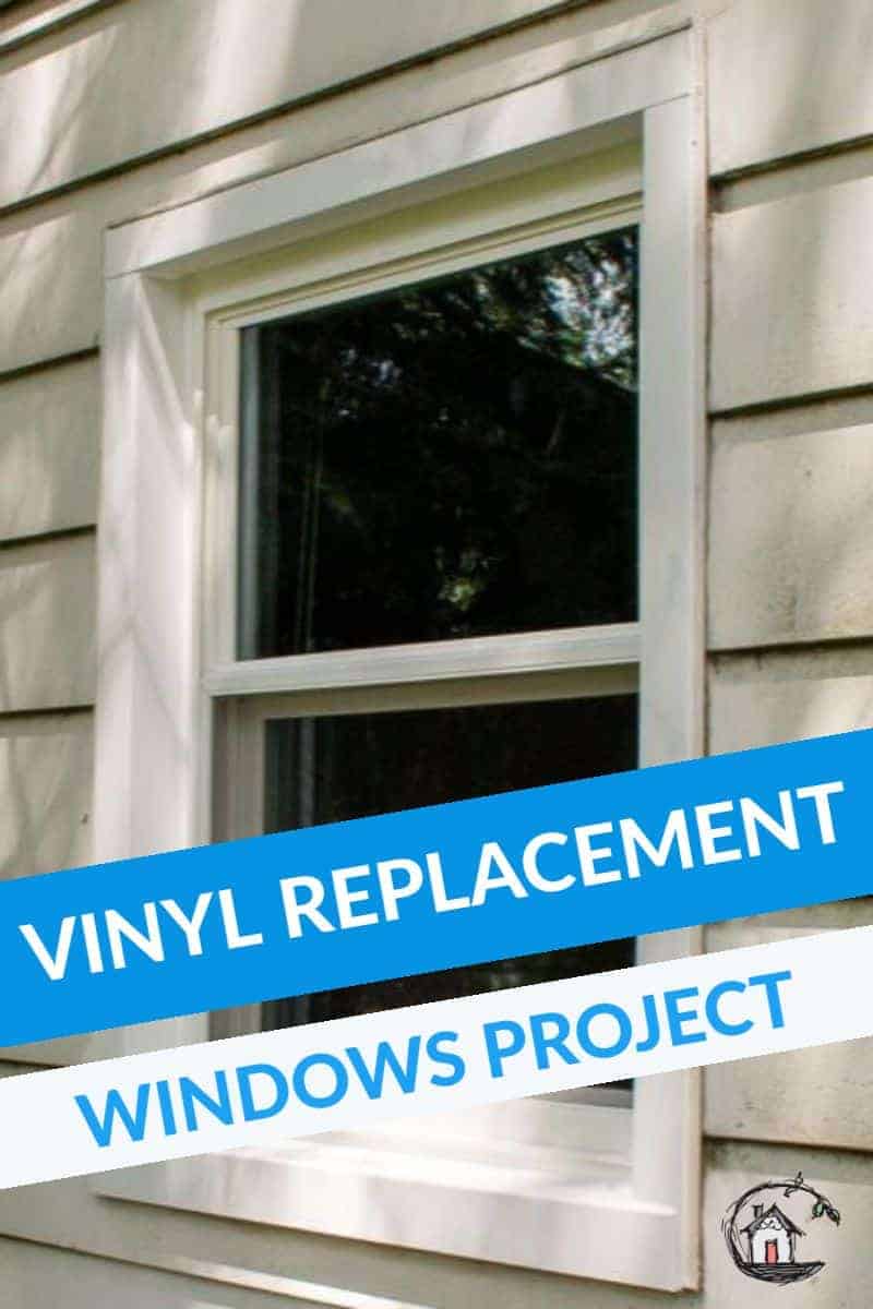 Photo collage of vinyl replacement window project. 