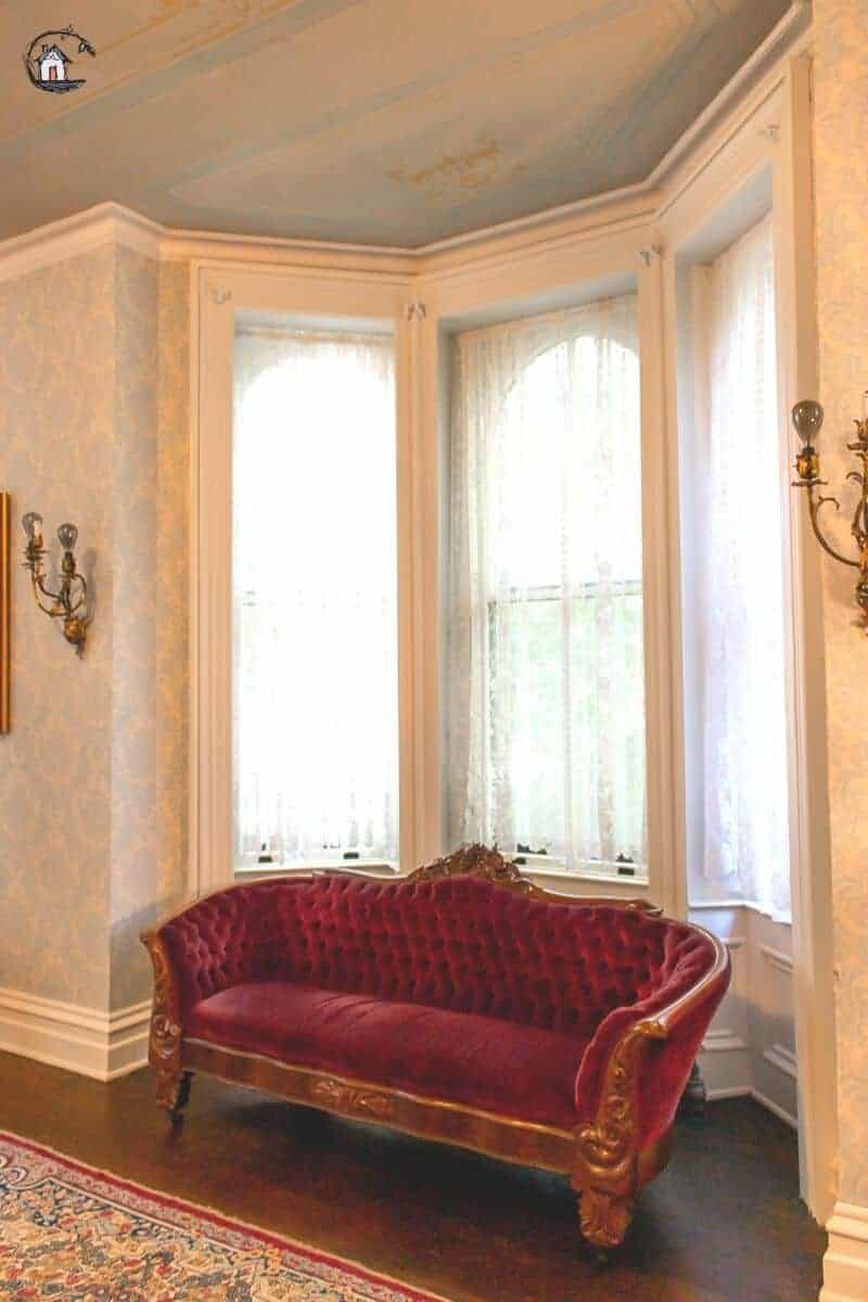 Photo of the bay window in the Parlor of the Vrooman Mansion. 