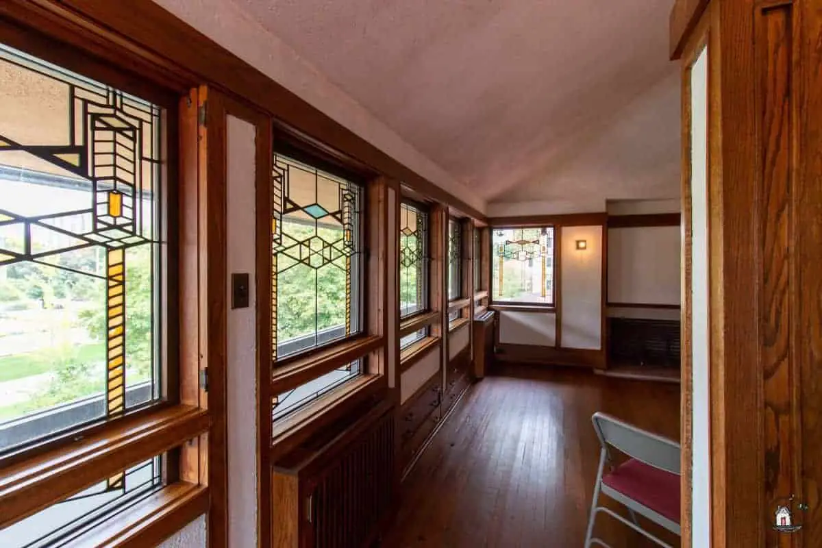 Photo of the interior of the Robie House. New houses can learn many design lessons from older homes. 