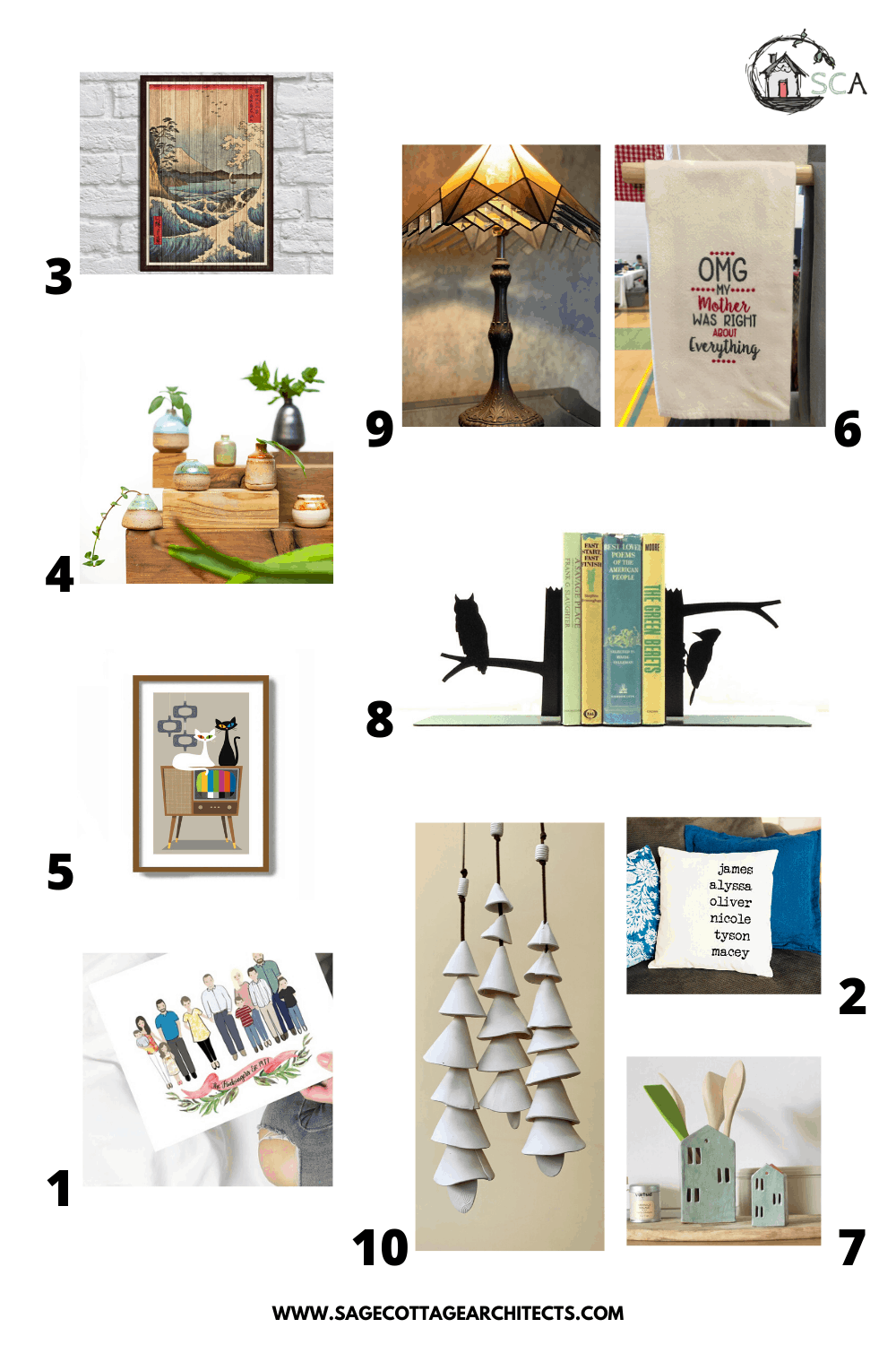 collage of home decor gifts for a Mother's Day gift guide