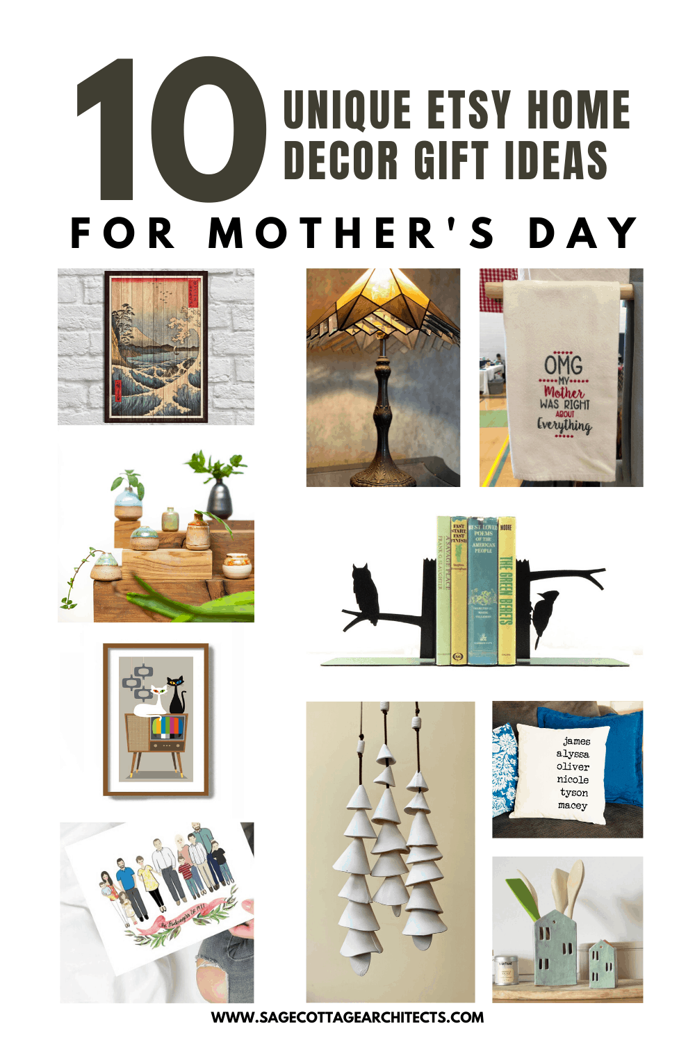 Mother's Day Gift Guide - 10 Unique Home Decor Gifts 13 collage of home decor gifts for a Mother's Day gift guide