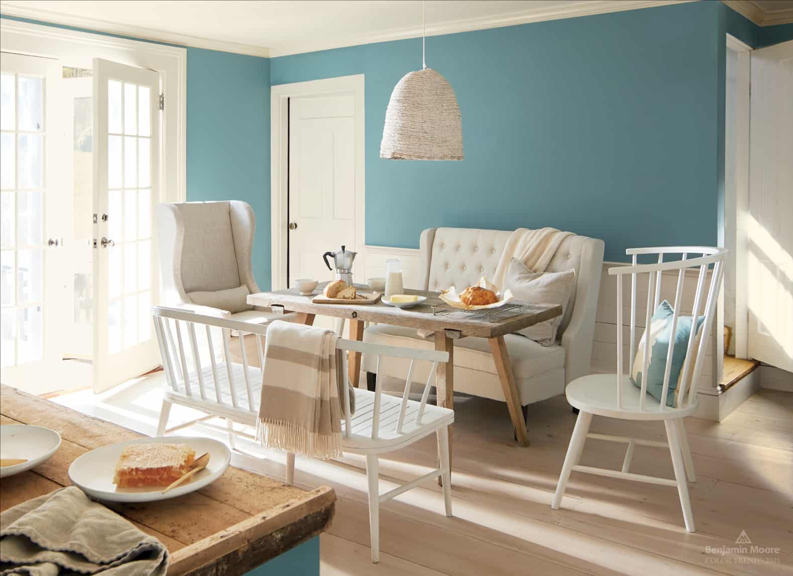 blue wall with 2021 color of the year aegean teal