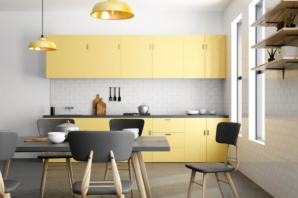 yellow and gray kitchen
