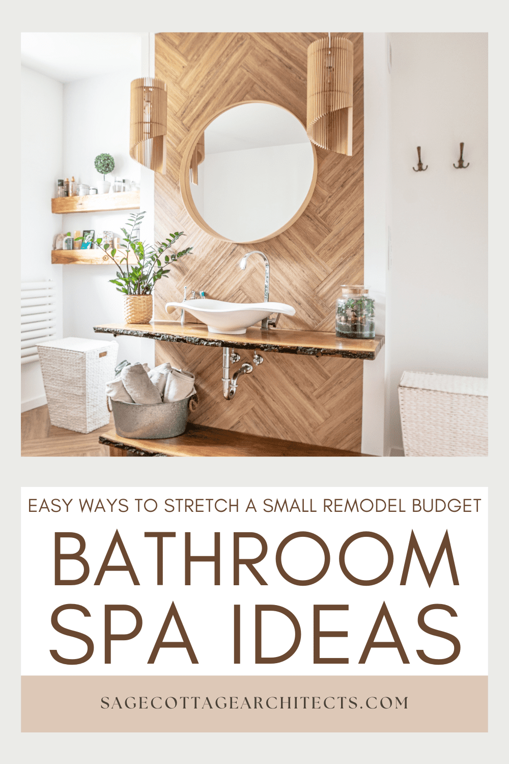 Photo collage of a spa bathroom with the text "Bathroom Spa Ideas"